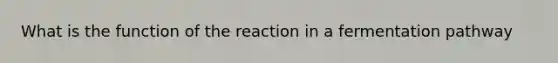 What is the function of the reaction in a fermentation pathway