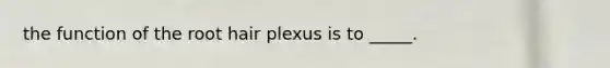 the function of the root hair plexus is to _____.