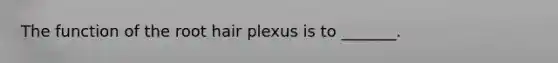 The function of the root hair plexus is to _______.