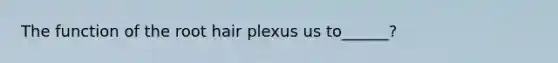 The function of the root hair plexus us to______?