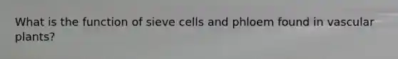 What is the function of sieve cells and phloem found in vascular plants?