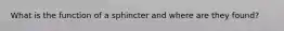 What is the function of a sphincter and where are they found?