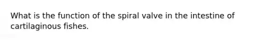 What is the function of the spiral valve in the intestine of cartilaginous fishes.