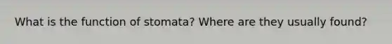 What is the function of stomata? Where are they usually found?