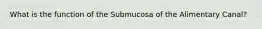 What is the function of the Submucosa of the Alimentary Canal?