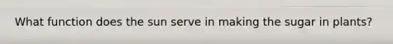 What function does the sun serve in making the sugar in plants?