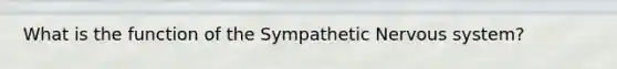 What is the function of the Sympathetic Nervous system?