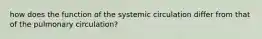 how does the function of the systemic circulation differ from that of the pulmonary circulation?