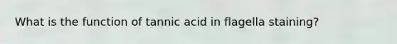 What is the function of tannic acid in flagella staining?