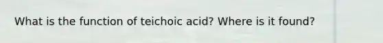 What is the function of teichoic acid? Where is it found?