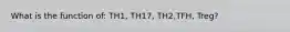 What is the function of: TH1, TH17, TH2,TFH, Treg?