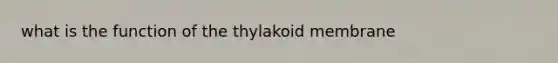 what is the function of the thylakoid membrane