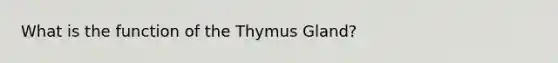 What is the function of the Thymus Gland?