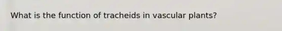 What is the function of tracheids in <a href='https://www.questionai.com/knowledge/kbaUXKuBoK-vascular-plants' class='anchor-knowledge'>vascular plants</a>?