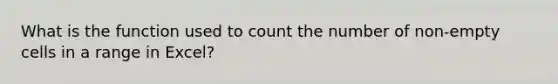 What is the function used to count the number of non-empty cells in a range in Excel?