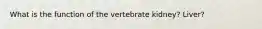 What is the function of the vertebrate kidney? Liver?