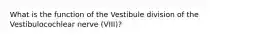 What is the function of the Vestibule division of the Vestibulocochlear nerve (VIII)?