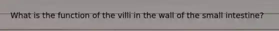 What is the function of the villi in the wall of the small intestine?