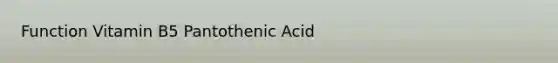 Function Vitamin B5 Pantothenic Acid