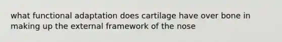 what functional adaptation does cartilage have over bone in making up the external framework of the nose