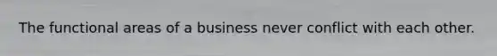 The functional areas of a business never conflict with each other.