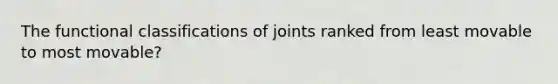 The functional classifications of joints ranked from least movable to most movable?