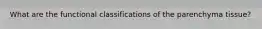 What are the functional classifications of the parenchyma tissue?