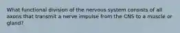 What functional division of the nervous system consists of all axons that transmit a nerve impulse from the CNS to a muscle or gland?