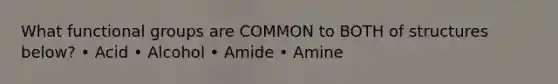 What functional groups are COMMON to BOTH of structures below? • Acid • Alcohol • Amide • Amine