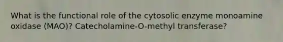 What is the functional role of the cytosolic enzyme monoamine oxidase (MAO)? Catecholamine-O-methyl transferase?