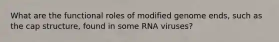 What are the functional roles of modified genome ends, such as the cap structure, found in some RNA viruses?