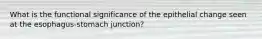 What is the functional significance of the epithelial change seen at the esophagus-stomach junction?