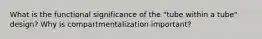 What is the functional significance of the "tube within a tube" design? Why is compartmentalization important?