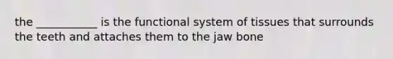 the ___________ is the functional system of tissues that surrounds the teeth and attaches them to the jaw bone