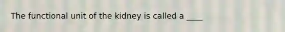 The functional unit of the kidney is called a ____