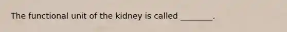 The functional unit of the kidney is called ________.