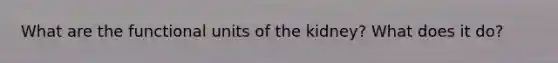 What are the functional units of the kidney? What does it do?