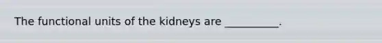 The functional units of the kidneys are __________.