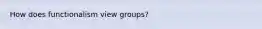 How does functionalism view groups?