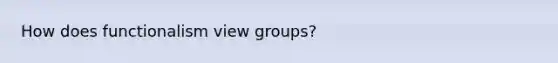 How does functionalism view groups?