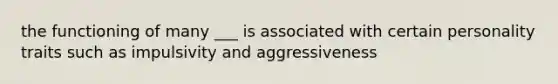 the functioning of many ___ is associated with certain personality traits such as impulsivity and aggressiveness