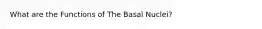 What are the Functions of The Basal Nuclei?