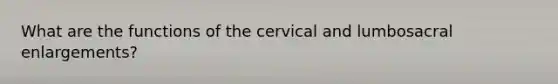 What are the functions of the cervical and lumbosacral enlargements?