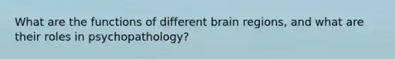 What are the functions of different brain regions, and what are their roles in psychopathology?