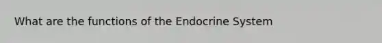 What are the functions of the Endocrine System