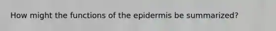 How might the functions of the epidermis be summarized?