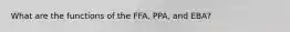 What are the functions of the FFA, PPA, and EBA?