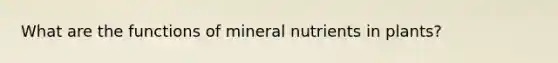 What are the functions of mineral nutrients in plants?