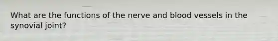 What are the functions of the nerve and <a href='https://www.questionai.com/knowledge/kZJ3mNKN7P-blood-vessels' class='anchor-knowledge'>blood vessels</a> in the synovial joint?