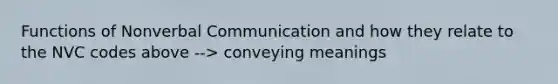 Functions of Nonverbal Communication and how they relate to the NVC codes above --> conveying meanings